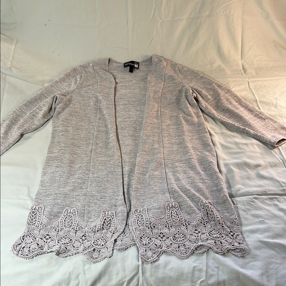 Antthony Original Long Gray Knit Cardigan Sweater Size 1X